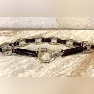 Brighton Dark Brown Leather Belt with Sliver-worked Oval Links